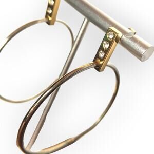 Mixed metal modernist rhinestone accent circle earrings